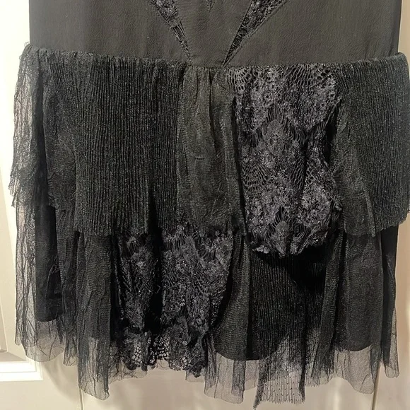 Free people Dove lace sheer mesh mini ruffle dress 4 - Picture 6 of 13